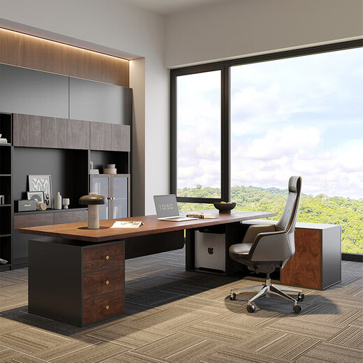 President and Chairman's Office Furniture Solid Wood Boss Desk Log Executive Desk with Drawer Cabinet Long Side Cabinet Desk New Zealand Pine 160*70 Shipped by SF Express