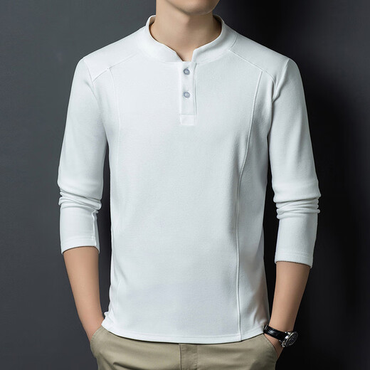 AEMAPE American Apple high-end double-sided German velvet men's sweatshirt autumn and winter Henry trend versatile long-sleeved bottoming shirt for men white German velvet L recommended 110-130Jin Jin equals 0.5 kg