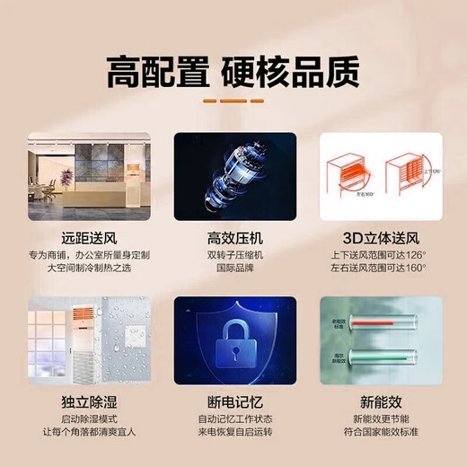 Haier produces Leader 5 HP cabinet air conditioner, commercial vertical cabinet central air conditioner, first-class energy efficiency, variable frequency, shop facade, home and business dual-use, 380V dehumidification subsidy of 20% for 5 HP, first-class energy efficiency, fast heating and cooling + self-cleaning + huge power saving