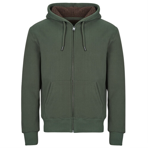 Superdry Men's Hooded Zipper Cardigan Sweatshirt Retro Khaki Plus Velvet Autumn Warm Trendy Casual Fleece Jacket Men's Khaki S (EU)