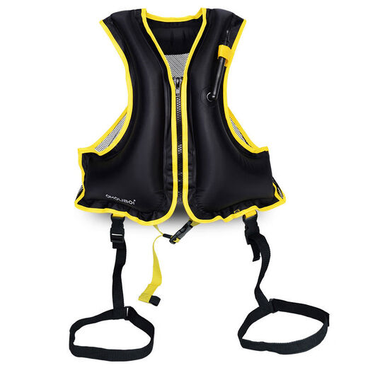 Children's snorkeling life jacket buoyancy vest inflatable foldable portable safety swimming ring diving vest black 1 piece - with leg straps one size fits all