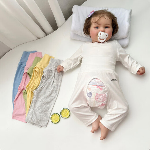 小红书爆款婴儿无骨莫代尔长袖长裤睡衣薄款护肚套装夏季男女230 白色莫代开档长袖套装 cm3 80