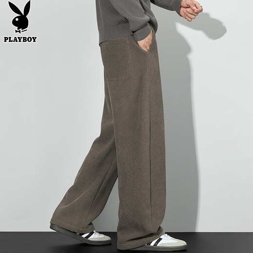 Playboy (PLAYBOY) pants men's straight casual pants men's autumn and winter loose American sports trousers wide-leg scimitar sweatpants