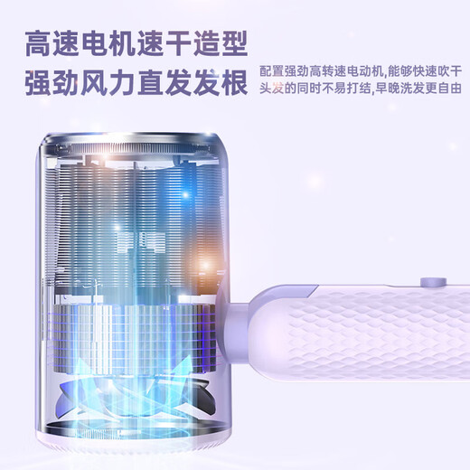 Xiaomi Buyi home hair dryer, light sound, negative ions, high power, non-harming, constant temperature hair care, portable, home hair dryer for business trips, quick-drying, foldable hair dryer for student dormitories, Charming Purple | 800W | for dormitories