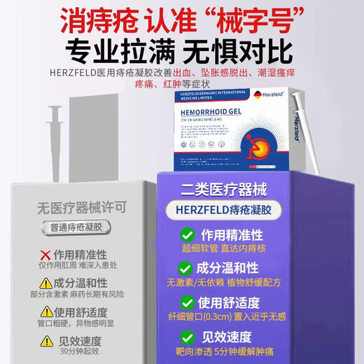 HERZFELD medical hemorrhoid gel 100% special effect, special for removing the flesh ball, internal and external mixed hemorrhoid plaster, flesh ball cutting artifact, root plug, three boxes, special for moderate recurring type