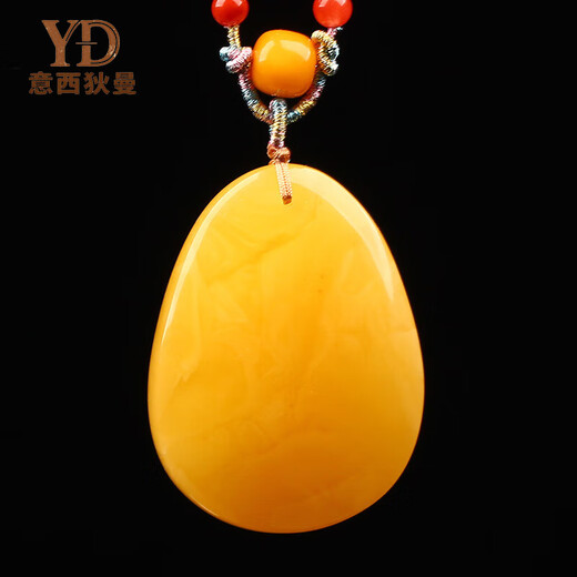 Italian beeswax pendant for men and women collectible necklace old material amber chicken oil xanthanite natural pendant for husband gift exquisite model 13-15g (with certificate)