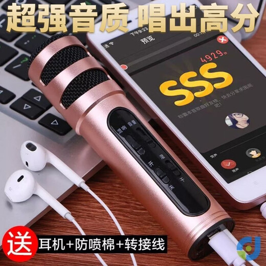 Liangyun mobile phone karaoke singing universal K brother artifact headset with microphone headset live singing bar microphone entertainment Zhaoxia red + cantilever bracket + type-C Android port