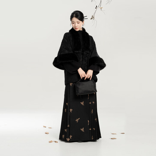 Weaving Department Yanshi New Chinese style collar half-arm jacket jacquard velvet jacket top versatile turtleneck sweater horse skirt fishtail skirt S