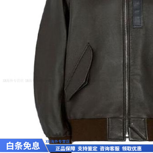 COACH fashionable and versatile trendy solid color zipper pocket casual leather jacket for men dark brown Christmas gift dark brown S