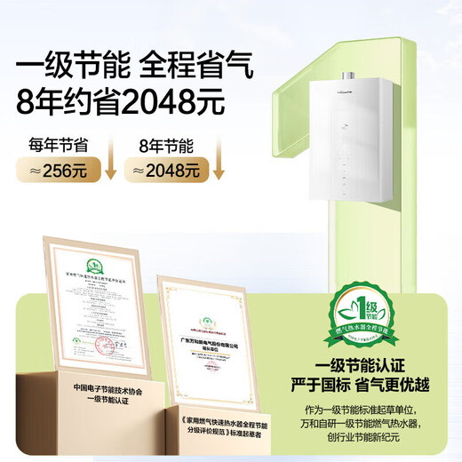 Vanward Bailu P6 DC inverter, national subsidy 15%, 16-liter gas water heater, natural gas boosted water servo, constant temperature, silent, energy-saving, pear white