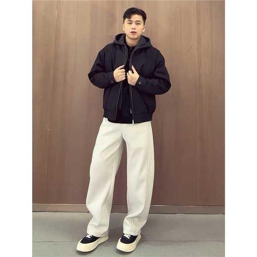 Jufeng American mature men's three-piece autumn and winter outfit, a complete set of scimitar pants, fake two-piece cotton suit, jacket, three-piece suit, black jacket, cotton suit + black Henry M