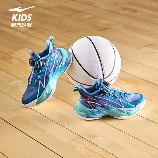 Hongxing Erke children's basketball shoes for boys 2026 new dense mesh knob buckle practical anti-slip cushioning sports shoes | Fearless 2 Asphalt Blue/Force Blue 33