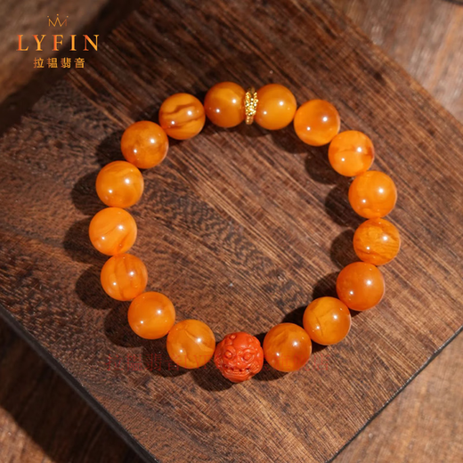 La Yun Feiyin Russian old flower beeswax bracelet for men and women 18k gold faucet inlaid with Baoshan Nanhong Pixiu fortune bracelet zodiac year 7A flawless 12mm + 18K gold faucet + Nanhong Pixiu