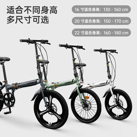 Forever Flagship Store Folding Bicycle Adult Women's Transmission Bicycle Men's Folding Bike for Commuting to Work Ferris Gray Transmission Integrated Wheel 22 Inches