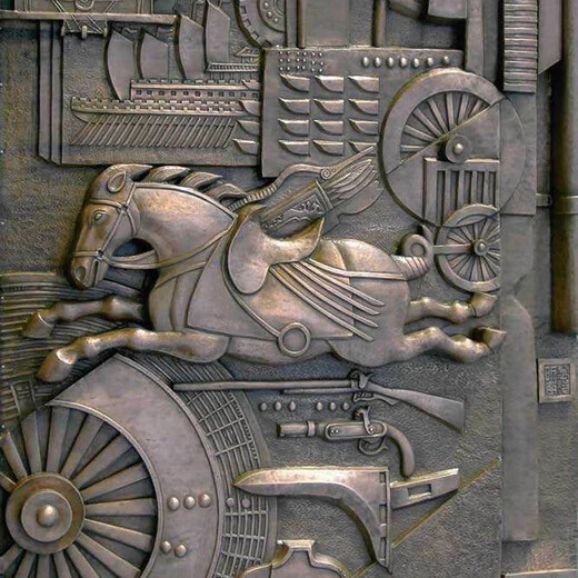 Fiberglass imitation copper custom relief red cultural forged copper relief campus cultural background wall sandstone character portrait style two