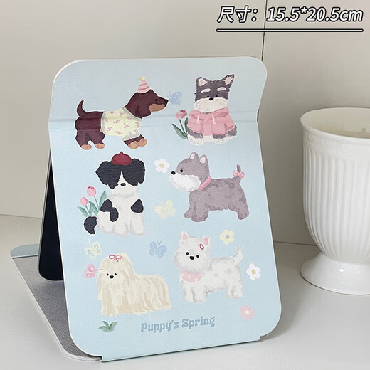 Mirror makeup mirror foldable desktop makeup mirror portable large student dormitory gift female beauty mirror makeup mirror cute blue puppy makeup mirror large size