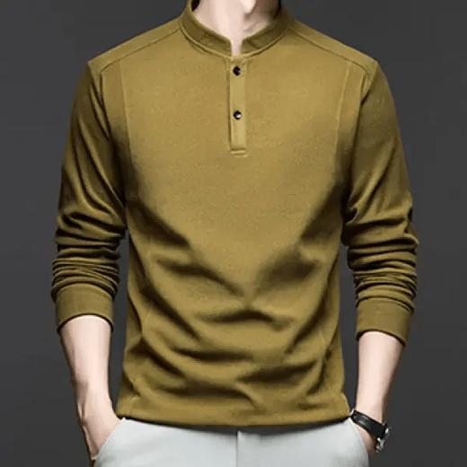 Autumn and winter double-sided German velvet bottoming shirt men's Henry collar trendy versatile long-sleeved T-shirt stand-up collar sweatshirt for men M857 black M 100-120Jin Jin equals 0.5 kg