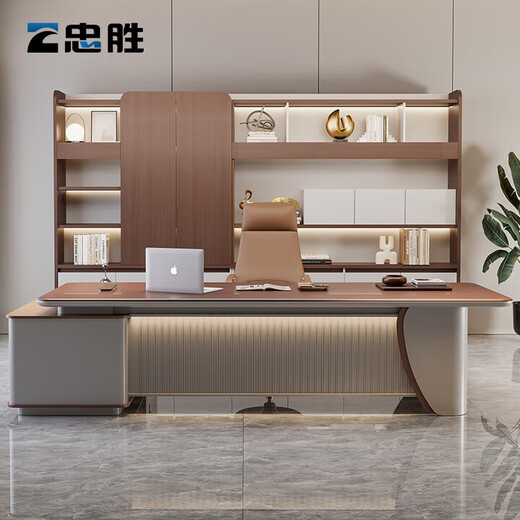Office Furniture Light Luxury Boss Desk Office Simple Modern Manager Desk E0 Class Environmentally Friendly Boss Desk 1.8 Meter Boss Desk Model B-No Light