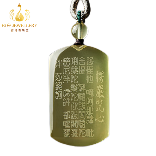 Bailuoqi Natural Citrine Pendant Men's Surangama Mantra Heart Sutra Necklace Peace and Sound Pendant Amulet