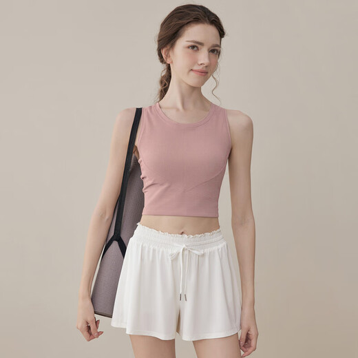 Xinliya sports bra for women, beautiful back and waist yoga vest, all-in-one running shockproof outer wear Pilates fitness top, cherry blossom pink fixed cup L, recommended weight 105-115Jin Jin equals 0.5 kg