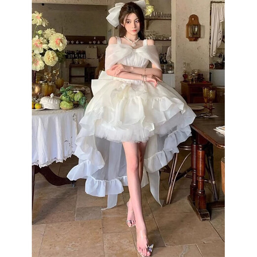 COMIC SOUL fugitive princess evening dress for women 2025 new style small student 18th birthday adult ceremony tutu skirt super fairy white bow full set XS dress is too small please consult customer service