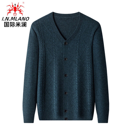 International Milan high-end 100% pure cashmere sweater for men in autumn and winter thickened and warm V-neck sweater knitted wool cardigan jacket for men Medium gray Produced in Ordos Top ten brand sales High-end gift box XL/175 size Recommended 130-155 Jin Jin equals 0.5 kg