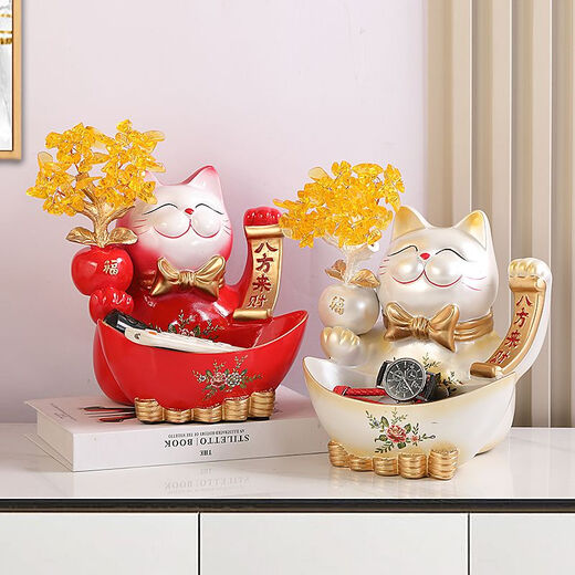 Pupan Pupan Creative Lucky Cat Storage Doorway Porch Shoe Cabinet Key Storage Deer Ornaments Living Room Desktop Remote Control Fulu Lucky Cat Storage Piggy Bank Gold