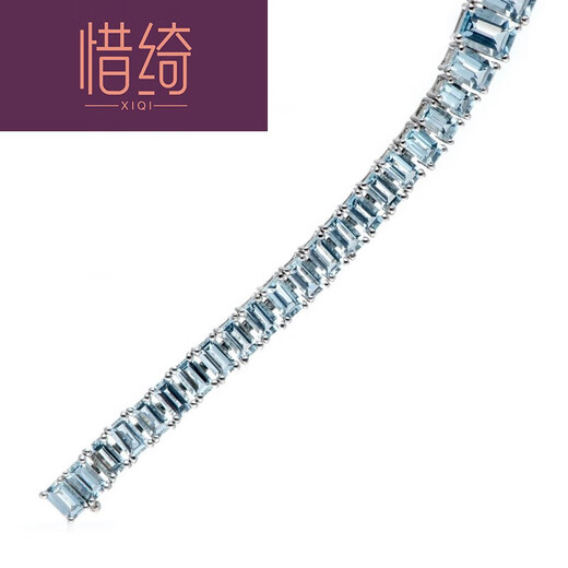 Xiqi noble square aquamarine 925 silver bracelet female palace elegant gemstone bracelet big birthday holiday gift day holiday gift