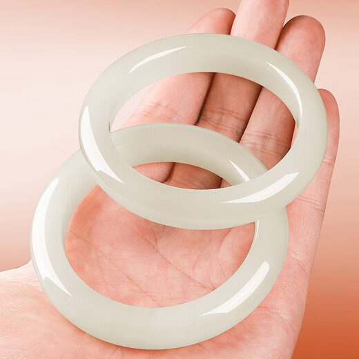 7000 Hetian Jade Bracelet Women's White Jade Ice White Clear Jade Bracelet Jade Bracelet New Year's Gift 57-58 Circle Mouth