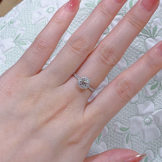 I Do platinum PT950 diamond ring 1 carat classic round cultivated diamond proposal wedding ring commemorative gift for wife classic round 50 point diamond size 8