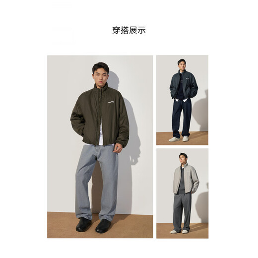 TRENDIANO2025 new autumn and winter windbreaker material cotton-feel men's quilted jacket 1SH3400310 Moss Green L