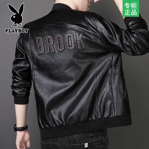 Кожаная мужская куртка Playboy Haining, большой размер, мягкая кожа, новинка 2025 года, осенне-зимний стиль, красивая бархатная корейская куртка, мужская куртка, черный бархат, размер XL Рекомендуется 116-140 Джин Джин равен 0,5 кг