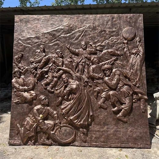 Fiberglass imitation copper custom relief red cultural forged copper relief campus cultural background wall sandstone character portrait style two