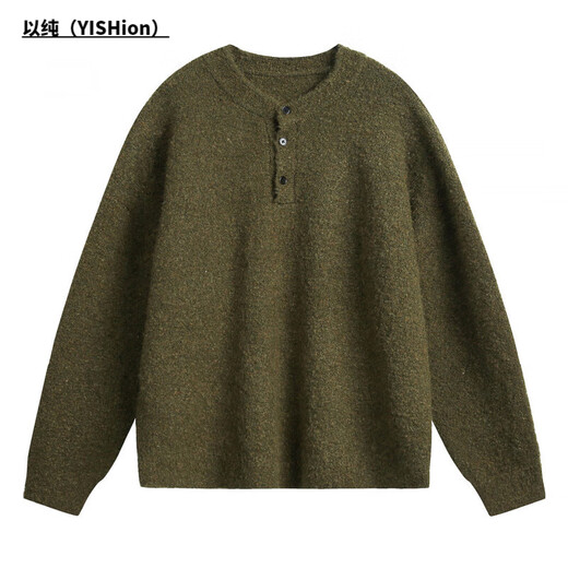 YISHion light luxury old money Henry collar polo sweater men's autumn and winter texture thickened warm sweater lazy wind sweater jacket charcoal gray M