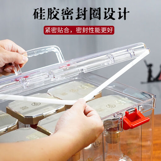 
Jiabao Daily Use Wuliangye High-end Famous Liquor Storage Box Transparent PC Display Handle Box Sealed Moisture-proof White Wine Collection Storage Box 9710 Handle Box [6 bottles 500ml Wuliangye] No Specifications
