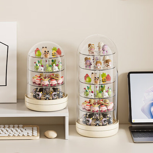 Cabinet Cute Bubble Mart Display Box Rotating Blind Box Ornaments Display Cabinet Dustproof Acrylic Transparent Storage Box Mango Yellow Large Size Free Glue (360 Rotations)