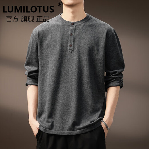 LUMILOTUS light luxury new brand high-end American retro Henry long-sleeved sweater men's autumn new fashion brand loose sleep dark gray S recommended weight 95-115Jin Jin equals 0.5 kg