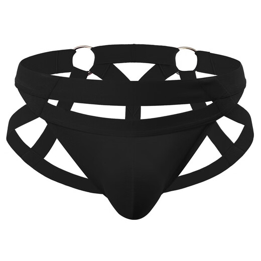 General Jimujia hollow sexy men's thong personalized cotton boys briefs low black 1 pair M 2 feet 1--2 feet 3