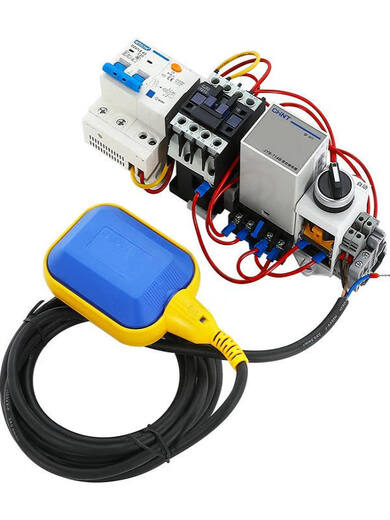 Fully automatic water level relay, water pump controller, upper water tower, water supply and drainage, float switch 220V 380V 220V control 4KW (float low voltage connection 12V) water supply (with float 3 meters long) manual and automatic integration