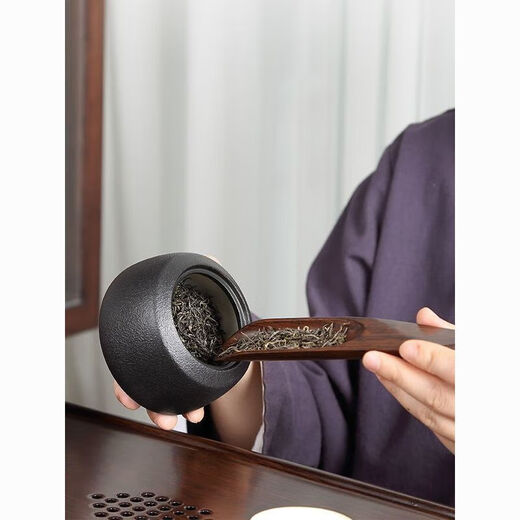 Xiongwochi wooden tea spoon household solid wood tea shovel tea making accessories tea spoon single tea pouring device tea kung fu tea set golden flower tea clip + jiaohong tea spoon (enlarged version)