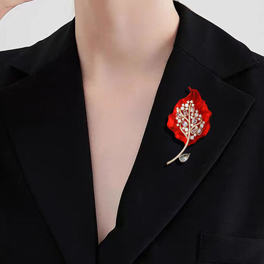 Kamalun (KAMALUN) luxury red rich flower peony brooch high-end women's corsage suit coat temperament pin gift to elder leaders Danhua Yingzhen brooch set