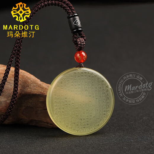 MARDOTG citrine pendant men's safety buckle Prajna Paramita Heart Sutra amulet necklace pendant men's safety buckle (lanyard style)