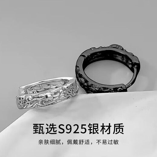 China Gold S925 Silver Lucky Pixiu Earrings Men's Trendy Fashion High-end Stud Earrings Practical Birthday Gifts for Boyfriend Lucky Pixiu Earrings Gift Box Display