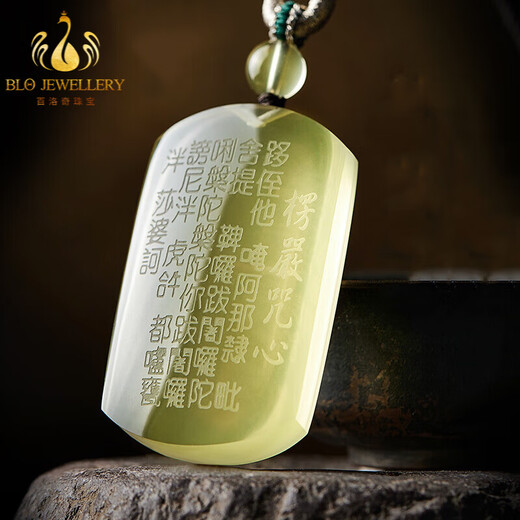 Bailuoqi Natural Citrine Pendant Men's Surangama Mantra Heart Sutra Necklace Peace and Sound Pendant Amulet