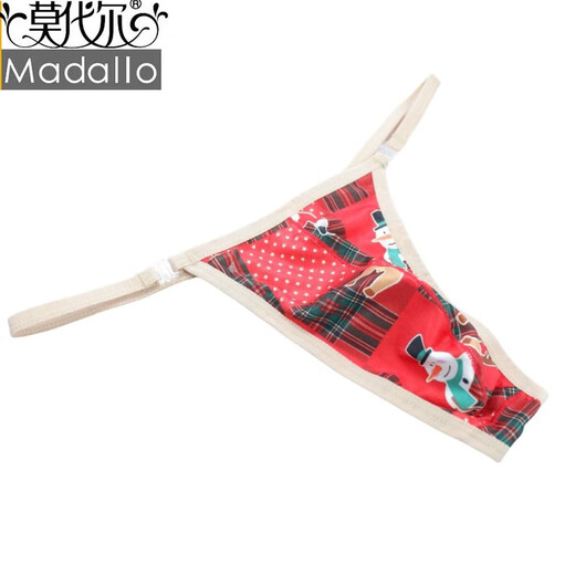 Modal Men's Sexy Printed Hollow Button Breathable Thong Low Waist European and American Pants Red S