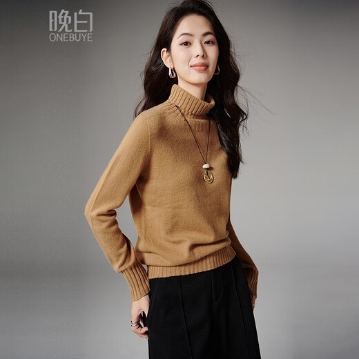Late White New Product 2025 Winter Fashion Casual Sweater Temperament Turtleneck Solid Color Wool Sweater Women Camel S