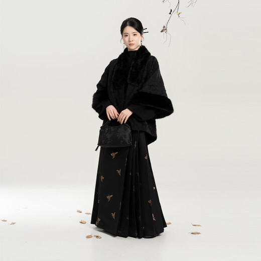 Weaving Department Yanshi New Chinese style collar half-arm jacket jacquard velvet jacket top versatile turtleneck sweater horse skirt fishtail skirt S