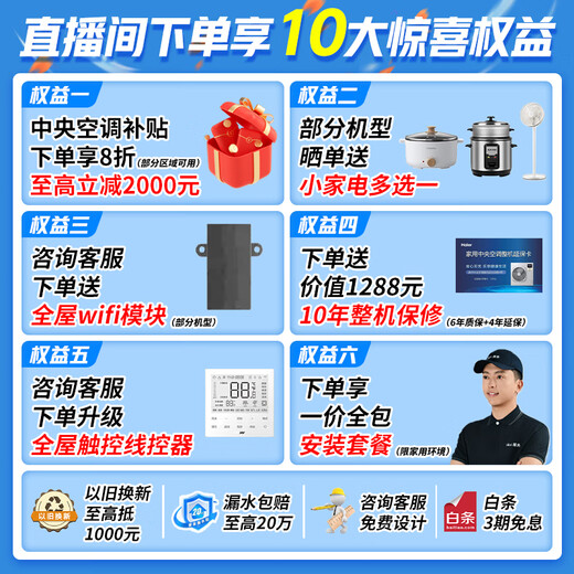 Haier central air conditioner, one to four, multi-split, one to three, full DC variable frequency, first level energy efficiency, household central air conditioner, one to two/one to five/one to six, Yunshu Pro+ 5 HP, two bedrooms and one living room, 80-110 - Consult customer service for discounts