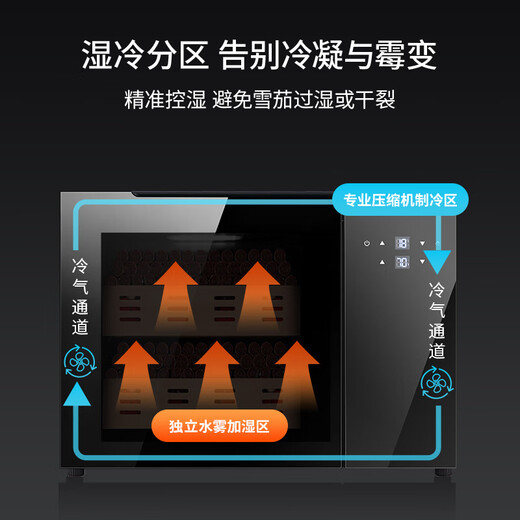 Senling cigar cabinet small ultra-thin 38 cm independent built-in constant temperature and humidity eggplant mini humidor cedar wood shelf sideboard red wine cabinet independent built-in dual-use-constant temperature and humidity-cedar wood-ambience light-268 34L