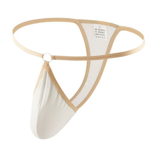 Men's Sexy Special Underwear Men's Thong Transparent Ice Silk Thin Belt Pants Men's Hollow One Thread Men's White M